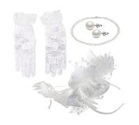 SAFIGLE Fascinator Chapeau Femme avec Voile Maille Ensemble Bijoux Perles et Dentelle Accessoires Élégants pour Tea Party et Mariage