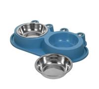 SAFIGLE Gamelle Double pour Chat et Chien, Double Bol avec Douve Anti-déversement, Base Antidérapante PP, pour Animaux de Compagnie, Gamelle Anti-Fourmis pour Repas Intérieur