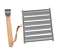 SAFIGLE Grill à Saucisses Barbecue Acier Inoxydable avec Poignée Bois Accessoire Camping Extérieur Support Rotatif Pratique et Robuste pour Cuisson Uniforme des Saucisses