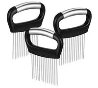 SAFIGLE Grille à Trancher Oignons 3 Pièces en Inoxydable Poignée Antidérapante, Accessoire Cuisine pour Découper Fruits et Légumes en Toute Sécurité