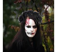 SAFIGLE Halloween Couronne Noire à Fleurs et Araignée Accessoire de Tête Cosplay Batte Bandeau Unique Confortable et Fille