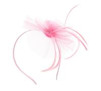 SAFIGLE Headband Maille Gauze avec Plumes pour Mariage et Fête Accessoire Photo Élégant pour Mariée et Rose