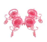 SAFIGLE Jardinière à Tricycle Décorative en Osier Synthétique Tressé Rose, Lot de 4 Paniers à Fleurs Multifonctions pour Mariage, Rangement, Pot de Fleurs Vélo, Ornements de