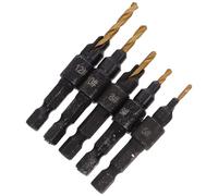 SAFIGLE Jeu de 5 Forets à Bois à Chanfreiner 1/4 Hexagonal, Diamètre 2.0-3.6 Mm, Revêtement Titane, Foret à Fendre pour Menuiserie, Outil Professionnel pour Travail du Bois et Fendeuse