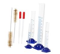 SAFIGLE Jeu De Cylindres Gradués Plastiques 4 Pièces Avec Pipette Rouge Et Brosses Nettoyantes Pour Laboratoire Scientifique