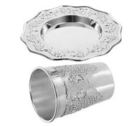 SAFIGLE Kiddush Cup Set with Saucer Plated Lightweight Shabbat Wine Glass for Judaica Celebrations and Festivals