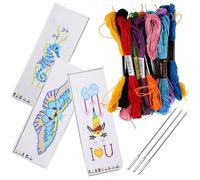 SAFIGLE Kit de Broderie DIY 3 Sets de Marque-pages Brodés en Polyester, Facile à Utiliser, Résistant, Présent Créatif pour Famille et Amis