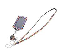 SAFIGLE Lanière Porte-badge Rétractable avec Strass Multicolores, Cordon en Velours Léger, Porte-cartes D’identité pour Enseignants et Professionnels, Accessoire Élégant Bureau et École