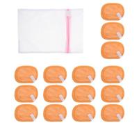 SAFIGLE Lingettes démaquillantes pour se laver le visage 15pcs Réutilisables Lavables Double couche Fibre Orange pour femmes en voyage d'affaires avec sac à linge