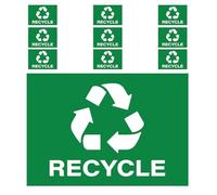 SAFIGLE Lot de 10 Autocollants en Vinyle pour Poubelles de Recyclage Résistants à la Décoloration sans Adhésif pour Tri Sélectif à la Maison Bureau et Jardin Étiquettes Claires pour