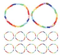 SAFIGLE Lot de 12 bracelets bohèmes empilables à perles - Bracelets d'amitié élastiques et colorés pour femmes - Accessoires multicolores superposés pour la plage et les fêtes