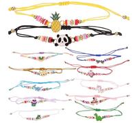 SAFIGLE Lot de 12 Bracelets Élastiques à Perles pour Garçon et Filles, Bracelets pour Petite Fille Pendentifs Dessins Animés, Colorés et Légers, pour Fêtes et Déguisements
