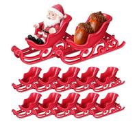 SAFIGLE Lot de 12 Mini Traîneaux de Noël Rouges 7 CM en Plastique Décoration de Table et Suspendue pour Sapin Ornement Festif de Fête et Accessoire Photo Noël