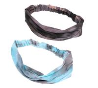 SAFIGLE Lot De 2 Bandeaux De Yoga à Boutons Tie-dye, En Polyester Respirant, Bandeau De Fitness Extensible Pour Femmes Et Hommes, Protection Des Oreilles Anti-douleur, Vert Clair Et Gris