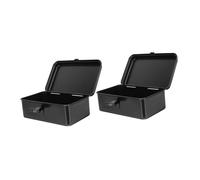 SAFIGLE Lot de 2 Boîtes à Outils en Fer Épaissi Petite Taille Compacte Noire Mallette de Rangement Portable pour Atelier Garage et Voiture Coffret D’Outils Robuste avec Compartiments