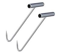 SAFIGLE Lot de 2 Crochets de Levage en Fer Robuste, Forme T, 29 Cm, Finition Blanche Galvanisée, pour Plaque D'égout et Couvercle de Regard, Outil Industriel pour Manutention et Levage