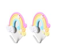 SAFIGLE Lot de 2 Crochets de Rangement Mural Auto-adhésifs de Cœur, Support Mural Blanc Motifs Étoiles et Arc-en-ciel, Cintres Pratiques pour Organiser Manteaux, Clés et Accessoires