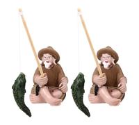 SAFIGLE Lot de 2 Décorations de Pêcheur en Résine pour Aquarium Ornement sous-Marin de Vieux Pêcheur Décoration Étanche Résistante à L'Humidité pour Aquarium et Terrarium