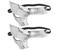 SAFIGLE Lot de 2 demi-masques pailletés pour Halloween, boule disco, miroir réfléchissant, accessoires de déguisement pour danse, carnaval et événements musicaux