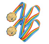 SAFIGLE Lot de 2 Médailles de Course en Alliage de Zinc Doré avec Rubans pour Récompense Sportive, pour Marathons en Plein Air et Courses Garçon et Filles