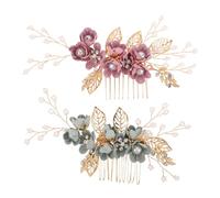 SAFIGLE Lot de 2 peignes à cheveux floraux pour mariée, avec strass et perles, accessoire de coiffure pour femme, idéal pour une fête de mariage