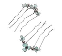 SAFIGLE Lot De 2 Peignes À Cheveux Latéraux Élégantes Fourchettes À Cheveux En Forme De U Peignes Ondulés En Métal Avec Fausses Perles Et Fleurs Fourchettes À 4 Griffes Pour Mariages