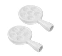 SAFIGLE Lot de 2 Plats à Escargots en Céramique Blanche Poignées Assiettes à Griller Cuisson Fond Antidérapant Adaptés pour Service à Table