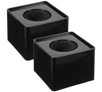 SAFIGLE Lot de 2 Stations de Drapeau pour Microphone Carré en Abs Moulé par Injection Noir, Pied de Micro Cubique Portable Logo Personnalisé, Accessoires pour Interviews Professionnelles