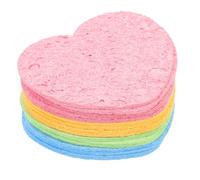 SAFIGLE Lot de 20 Éponges Exfoliantes Visage en Pulpe de Bois Forme Cœur, Multi-couleurs, Nettoyage Doux Peau Sensible, Usage Quotidien Visage et Corps
