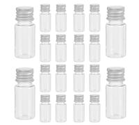 SAFIGLE Lot de 20 Flacons D’échantillons 10 Ml en Plastique Transparent avec Bouchon à Vis Aluminium Étanche, Mini Bouteilles Rechargeables pour Cosmétiques, Huiles Essentielles et Usage