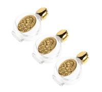 SAFIGLE Lot de 3 Flacons en Verre Décoratifs pour Eau Bénite, Rechargeables, 2ème Modèle en Alliage Doré Relief Floral, Bouteilles Portables pour Décoration et Usage Religieux Lors