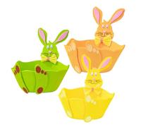 SAFIGLE Lot de 3 Paniers à Bonbons en Feutrine de Lapin Couleurs Vert Jaune et Orange Taille Moyenne Paquet de Fête pour Garçon et Filles Rangement Décoratif pour Chasse aux Œufs de