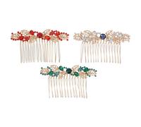 SAFIGLE Lot de 3 peignes à cheveux pour mariée : pinces latérales en métal avec fleur en cristal - accessoires décoratifs pour cheveux pour mariée, demoiselle d'honneur, soirée pour femme