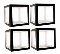 SAFIGLE Lot de 4 Boîtes à Ballons Noires 30x30x30 Cm en PVC et Panneau Fibres de Bois, Décorations pour Fête d'anniversaire et Scène Photo, Accessoires Pratiques pour Présentation