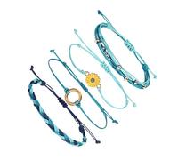 SAFIGLE Lot de 4 Bracelets Faits à la Main Cordes Tressées Réglables Bracelets de Perles Décoratifs de Tournesol Style Bohème pour Femmes et Adolescentes Accessoire pour Présent et