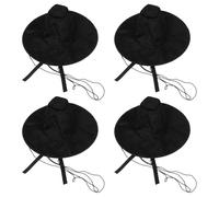 SAFIGLE Lot de 4 chapeaux Gat coréens - Chapeaux de costume traditionnels coréens - Casquettes noires Dynasty Kingdom avec chaînette de perles, accessoires de cosplay pour les fêtes culturelles de