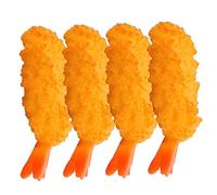 SAFIGLE Lot de 4 crevettes Tempura simulées - Viande simulée - Modèle alimentaire simulé - Recette pour crevettes Tempura - Faux poulet rôti - PVC - Japon - Enfant artificiel