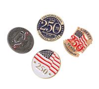 SAFIGLE Lot de 4 Épinglettes Broche Drapeau Américain 250E Anniversaire États-Unis Insignes Patriotiques pour Vêtements Paquet et Chapeaux Accessoires Fête Nationale et Présent
