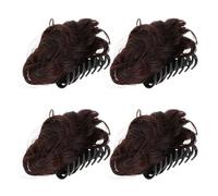 SAFIGLE Lot de 4 extensions de chignon décoiffé à clipser, chignons bouclés décoiffés, accessoires pour femmes
