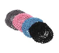 SAFIGLE Lot de 4 Filets à Cheveux en Crochet Ajouré, Bonnets de Nuit Souples pour Femmes, Maille Respirante, Tailles Uniques, Couleurs Noir, Gris, Rose et Bleu Clair, Chignon Protecteur