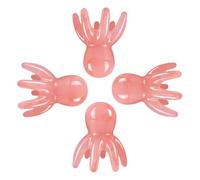 SAFIGLE Lot de 4 Masseurs de Cuir Chevelu Pieuvre Rose Peigne de Massage Capillaire Manuel à Pointes Fines Outil Portable pour Relaxation Profonde Soulagement du Stress Usage Maison