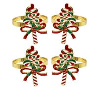 SAFIGLE Lot de 4 Ronds de Serviette de Noël en Alliage Métallique Forme Sucette Bonbon Porte-Serviettes Décoratif pour Table Festive Maintien Stable pour Dîners et Fêtes de Fin D’Année