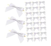 SAFIGLE Lot de 50 Mini Nœuds Pré-Noués pour De avec Décorations Ballons De Noël Argentés Décoration De Fête Petits Sacs De Mariage - Artisanat Nœuds Torsadés Friandises
