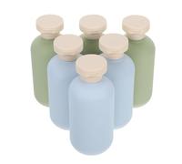 SAFIGLE Lot de 6 flacons de toilette rechargeables : petits contenants de voyage portables de 200 ml avec bouchon à rabat - flacons souples en plastique pour shampoing, lotion, gel douche