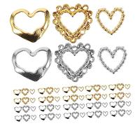 SAFIGLE Lot De 60 Breloques Pour Ongles Cœur Métal Creux, Taille Polyvalente, Décorations Nail Art Diy Pour Femmes, Accessoires Mignons Pour Manucure Et Faux Ongles à Usage Domestique Et Professionnel