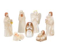 SAFIGLE Lot de 7 Sets de Figurines Nativité en Résine - Crèche Miniature Catholique Personnages Bibliques Décorations de Noël Chrétiennes pour Table et Maison Présent Religieux