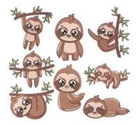 SAFIGLE Lot de 8 Écussons Brodés Paresseux à Repasser et Coudre Patchs Décoratifs pour Vêtements Paquet à Dos Chapeaux et Chaussures Motifs Animaux Mignons Polyvalents Accessoires