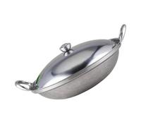 SAFIGLE Marmite Acier Inoxydable 22 CM Couvercle, Poêle à Fruits de Mer Double Poignée Adaptée pour Fondue Chinoise et Repas à Domicile