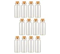 SAFIGLE Mini bocaux en Verre Transparent 15ml 12pcs avec Bouchon de liège pour Rangement et décorations DIY, Bouteilles pour Loisirs créatifs