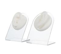 SAFIGLE Modèles D’Oreilles en Silicone Réalistes pour Vitrine - Ensemble 2 Pièces Support - Outils Professionnels pour Piercing Formation Médicale et Présentation